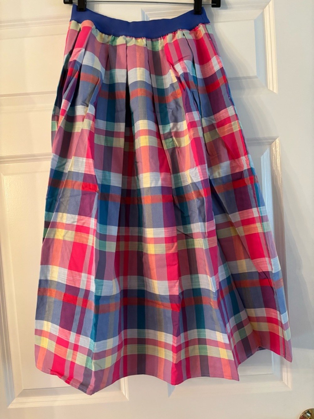 NEW in Package Joan Rivers Madras Plaid Midi Skirt Bright Multi
